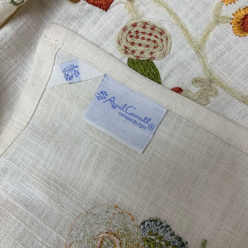 April Cornell Trellis Tea Tablecloth 36x36 Cream Embroidered Cottagecore Boho - Picture 4 of 4